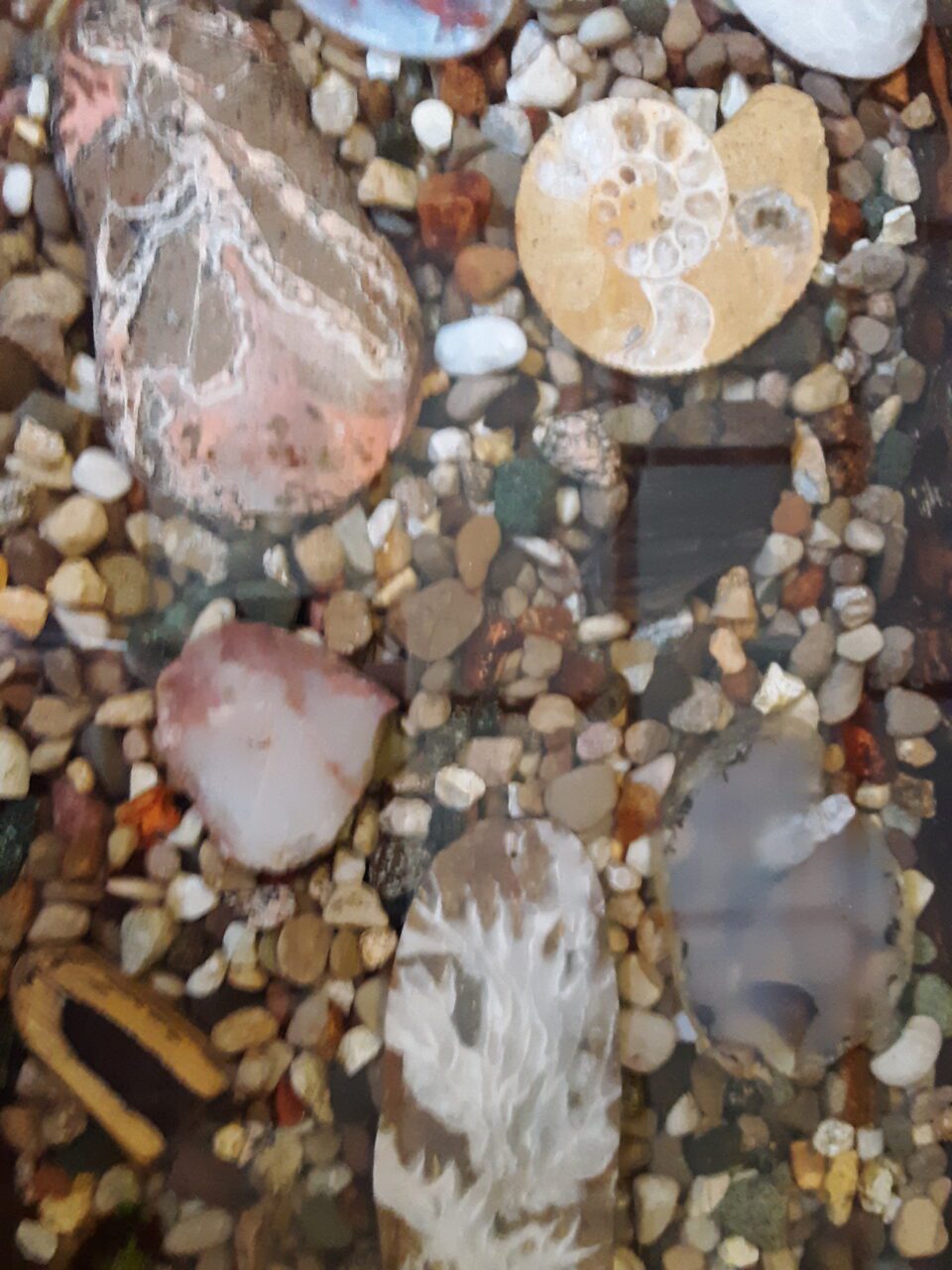 Rock Table in Memory of Beth Esch closeup view