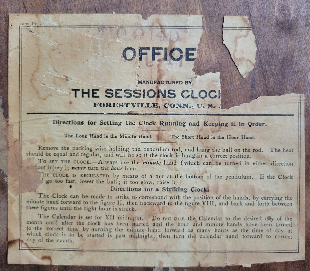 Kittle School Clock Label